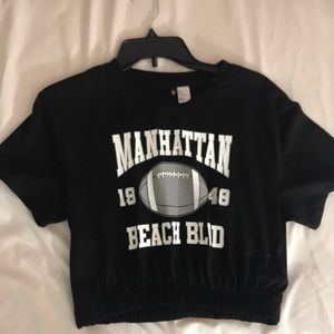 black cropped short sleeve shirt